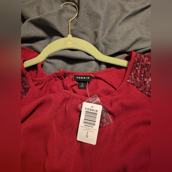 Torrid Burgundy Blouse with Sequin Detail - Picture 5 of 5